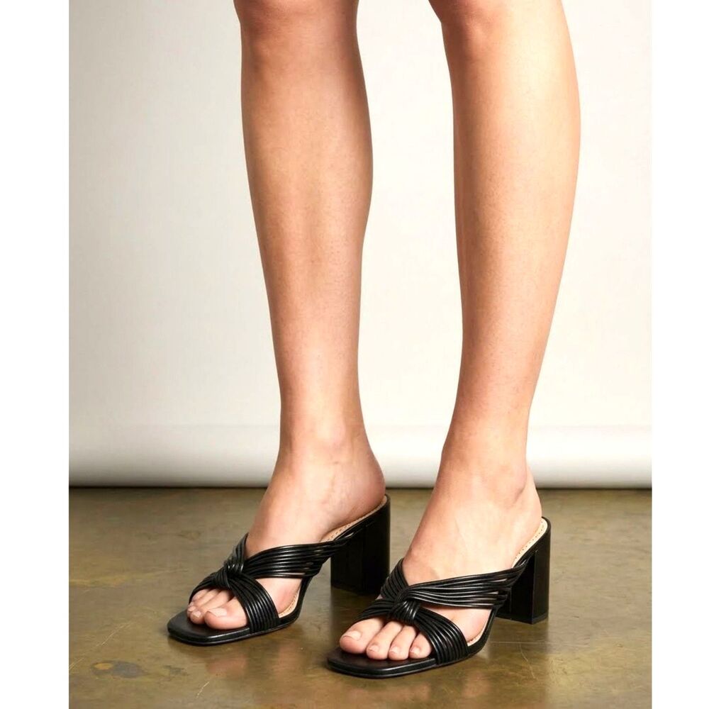 Adrienne Vitadini Slide Sandals 11 Mule Minimalist Casual Dressy Black Annalee